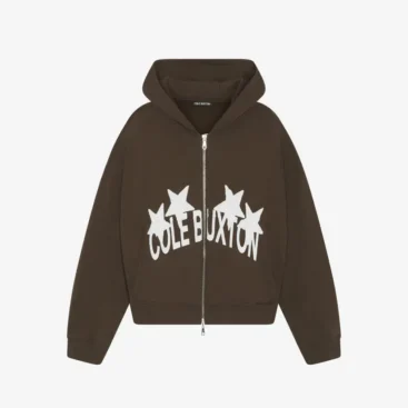 Cole Buxton 4 Star Zip-Up Hoodie Brown