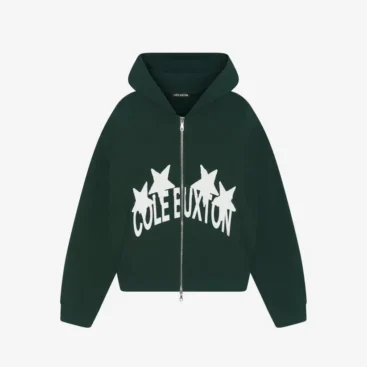 Cole Buxton 4 Star Zip-Up Hoodie Forest Green